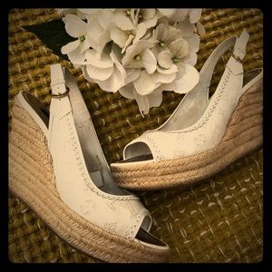 LV Monogram Espadrilles Wedge Slingback White